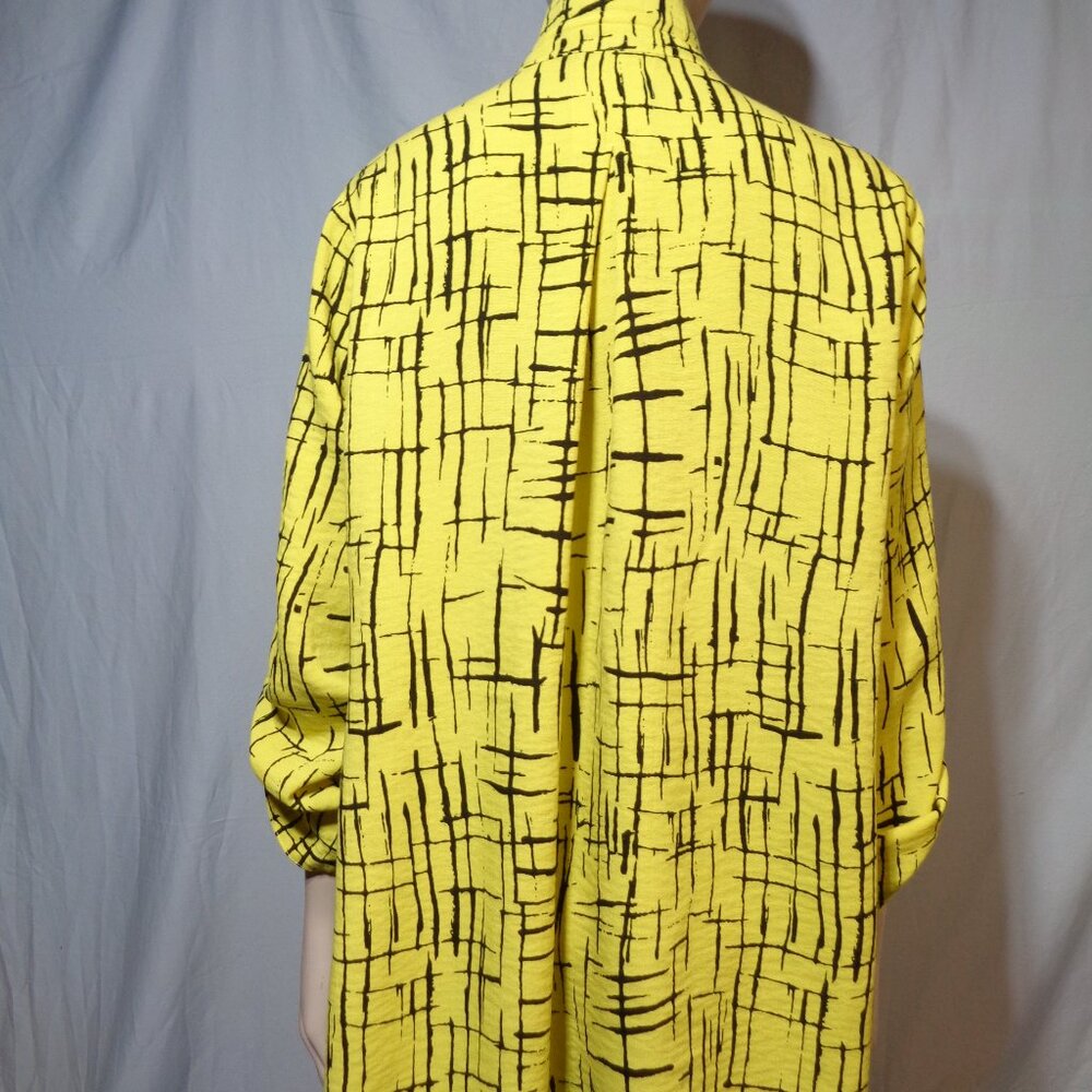 John Mark Yellow Patterned Button Down Blouse, Si… - image 3